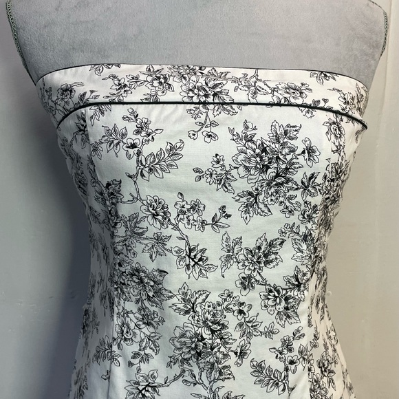 #0134 teeze Me white / black floral strapless Fitted Back Zipper Dress-7 - Picture 3 of 7